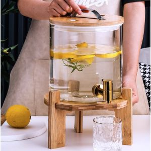 Zeekea Glass Beverage Dispenser with Gold Stainless Steel Spigot Wide Mouth Easy Filling Cold For Outdoor Parties