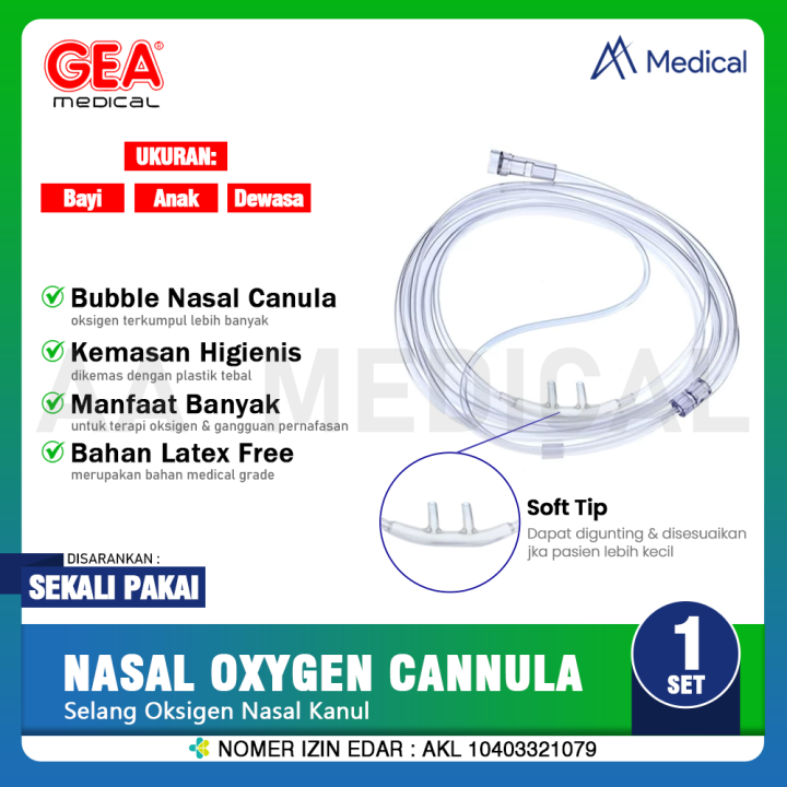 GEA Nasal Oxygen Cannula Selang Oksigen Hidung Kanul Dewasa Anak Bayi ...