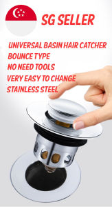 [SG] 30mm Universal Stainless Steel Pop-Up Bounce Core Wash Basin Trap Drain Filter Hair Catcher Deodorant Shower Sink Strainer Press Type Anti Clogger Strainer