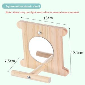 PAZNUL Flower Bird Toy Wooden Square Parrots Platform Creative with Mirror Branch Perch Rod Stand Cage Accessories
