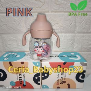 Botol Minum Gelas Bayi Model Duckbill Anak Balita Gemoy Viral Dot Gepeng Silikon Antisedak Bahan PP dilengkapi tali