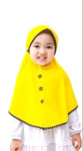 Hijab Anak Perempuan Variasi Kancing Polkadot Jilbab Instan Kerudung Usia 3 4 5 6 Tahun
