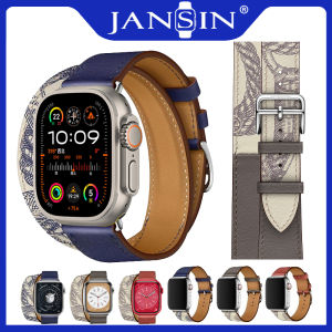 Double Tour leather Strap for Apple Watch ultra 2 49mm 45mm 41mm 40mm 44mm Strap Watchband iwatch Series 9 8 Se 7 6 5 4 3 2 SmartWatch Acceccories