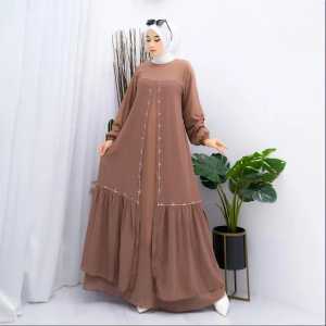 Zaskia Maxi Dress Terbaru 2024 Bahan Kombinasi Ceruty Baby Doll