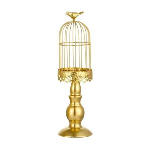 HUAGUES Vintage Birdcage Candle Holder Iron Delicate Plant Saucer Crafts Art Aromatherapy Candle Stand Candlelight Dinner