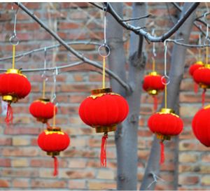 TaroBall 30Pcs Portable Plush Red Lantern Chinese New Year Chinese knot Festive Holiday Decoration
