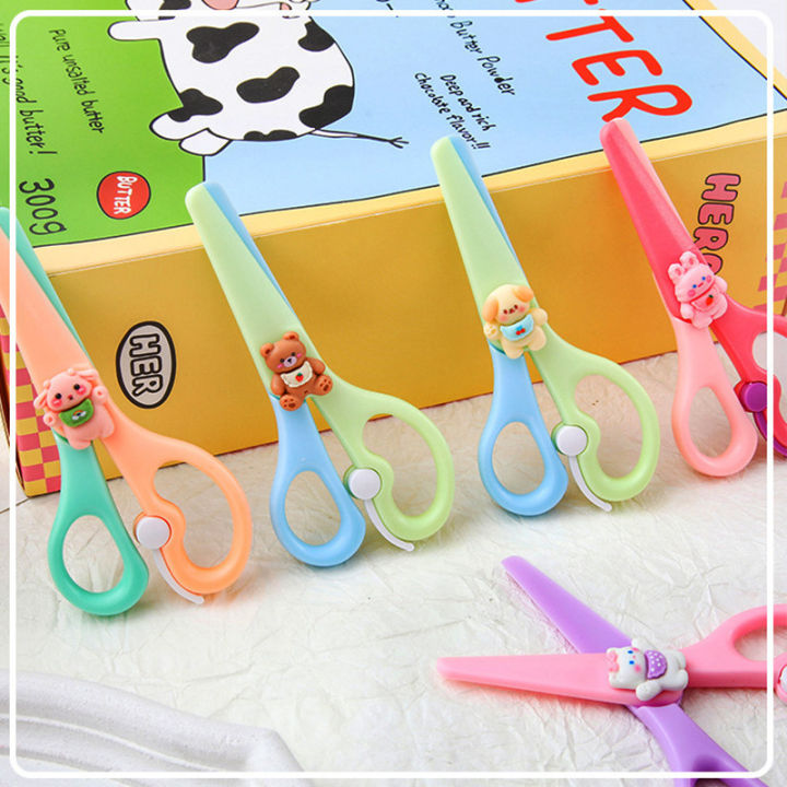 𝗕𝗟𝗨𝗡𝗧 𝗛𝗘𝗔𝗗 》 Cartoon Cute Mini Portable Preschool Scissors Kids Multi ...