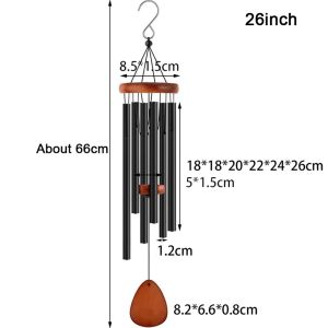 MIRELAE Nhôm Chuông gió ống loại 26/32/37 Inch 6 thanh Chuông gió bằng nhôm dây chuyền Chuông gió Ngoài trời