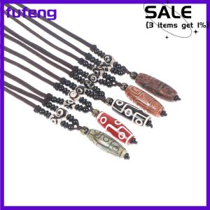 fufeng 1Pc Nine Eye Tibet Dzi Pendant Necklace Tibet Heaven Bead Bring Good Luck