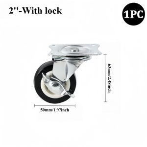 1- 3 Inch Black Rubber Caster Wheels: Rotating Heavy Duty Trolley Wheels with Lock No-Lock Versions