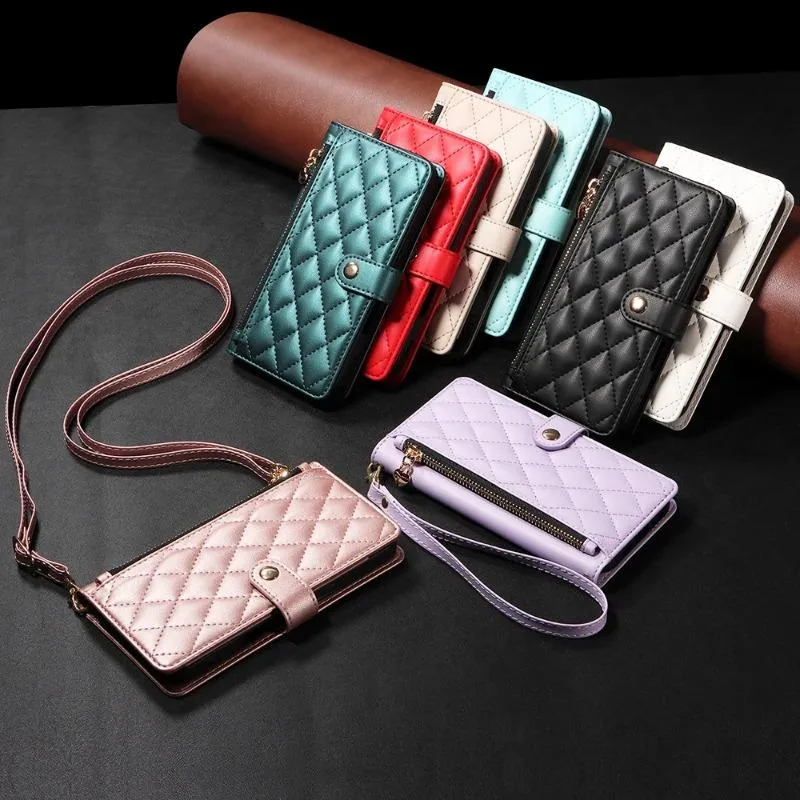 Crossbody Zipper Cards Solt Wallet Leather Case for iPhone 12 11 X