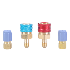 Quick Couplers Adapter Set with High/Low Side Quick Couplers Cooling Agent Charge Hose Connector Adapter for R1234YF