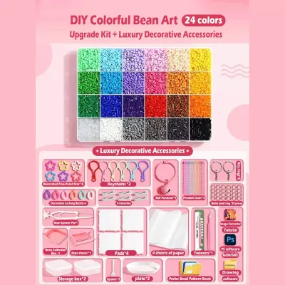 🔥Ready Stock🔥DIY Puzzle Beans Fuse Beads Kit Toy 2.6mm 500pcs 3D Craft Accessories for Perler Beads