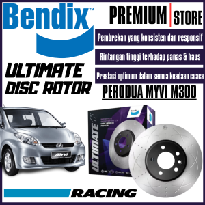 Original Bendix Ultimate+ Front Set Disc Rotor - Perodua Myvi M300 2005 BR9547 ULT+