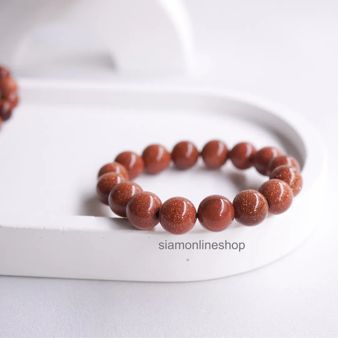 Gold Stone หินมงคล หินทรายทอง เลือกขนาดเม็ดหินได้ (4-20 มม.) หินแห่งความเจริญรุ่งเรือง สร้อยข้อมือหินแท้