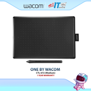 Wacom One Medium Pen Tablet CTL-672 Drawing Tablet with Battery-Free Pen for Digital Art E-Learning & Graphic Design