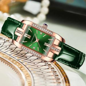 Jam Tangan Wanita Kulit PU Leather Asli Import Premium Original Permata Diamond New Model Terbaru Cewek Kore Style Fashion Trendy Tahan Air Quartz Analog Stainless Steel Titanium Anti Karat Kaca Tebal Anti Pecah Aksesoris Women Watches Bergaya Keren -JW10