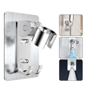 Self Adhesive Shower Head Holder-Adjustable Handheld Shower Holder NO Drilling Wall Mount Waterproof