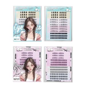 FEELING WELL แบ่งส่วน ขนตาผสมแบบแยก ปีกเฉียง ความจุขนาดใหญ่ ขนตาปลอมแบบ C Curl ขนตาขนมิงค์ 126 ชิ้น ขนตาปลอมแบบไม่ต้องใช้กาว ผู้หญิง