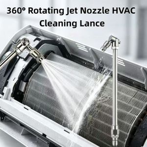 JACAUY 25° Fan Nozzle Air Conditioner Cleaning Rod 1/4" Quick Connect 360° Swivel Spray Wand Stainless Steel HVAC Coil Cleaning Nozzles Air Conditioning Cleaning