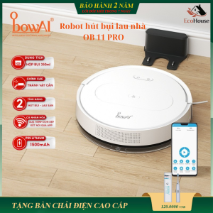 Robot Hút Bụi Lau Nhà OB11 Máy Hút Bụi Thông Minh. Điều Khiển Qua APP Robot Có nói tiếng Việt Tự Động Về Trạm Sạc Pin Lau Uớt Có Khay Nước