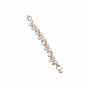 QWWRG สง่างาม แฟชั่น สายคล้องโทรศัพท์ สายห้อย พลอยเทียม คริสตัล ห่วงโซ่โทรศัพท์มือถือ สายป้องกันโทรศัพท์หาย การป้องกันโทรศัพท์ตก ไข่มุก