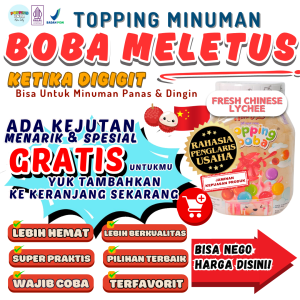 Boba Meletus Dimulut Topping Minuman Instan - Popping Boba Pecah Dimulut Rasa Leci 500 Gram | Cocok Untuk Semua Minuman | Popping Boba Nata Jelly