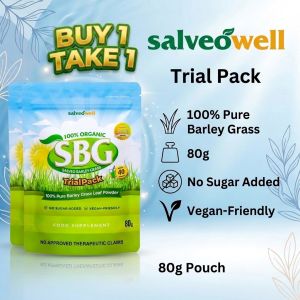 [BUY 1 TAKE 1] SBG 80g Trial Pack 1+1 Pure and Organic Salveo Barley Grass Original Powder - Health Supplement and 100% Distributor