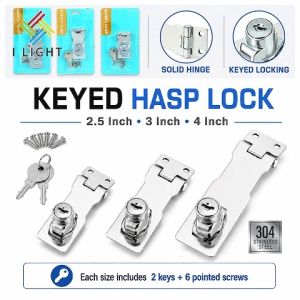(Fast Delivery)2.5/3/4Inch Stainless Keyed Hasp Lock Keyed Locking Hasp For Door Cabinet