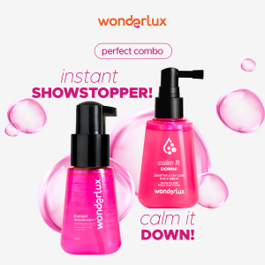 Wonderlux Perfect Combo - Rambut Berkilau Anti Lepek! Calm It Down Hair Serum + Instant ShowStopper Oil [2x75ml]