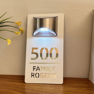 Personalized External Solar House Sign Led LED Light House Acrylic Plaque 3D Street Family Name House Number Light