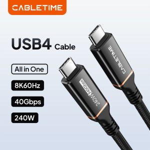 CABLETIME - Cáp USB 4 Thunderbolt 4 Tương thích với loại C 8K@60Hz truyền dữ liệu sạc nhanh 240W cho Dell Macbook C4132026