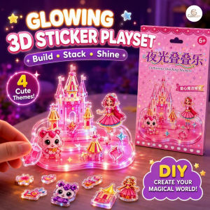 CuddleCove 4PCS Luminous Stacking Stickers Kids Cartoon DIY Craft Kids Scrapbook Notebook Decor Gift for Girls