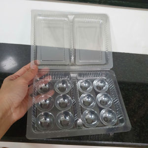Set 50 - Khay hộp đựng bánh trôi trong suốt bằng nhựa 12 ô - Có nắp