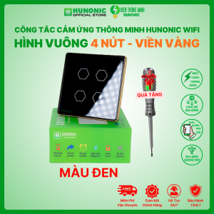 Công Tắc Cảm Ứng Wifi Hunonic Mặt Vuông 4 NÚT