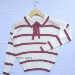Atasan Anak - Sweater Rajut Anak Perempuan Usia 4-12tahun - Baju Rajut Anak Gaya Korea - Blouse Tali Pita Anak