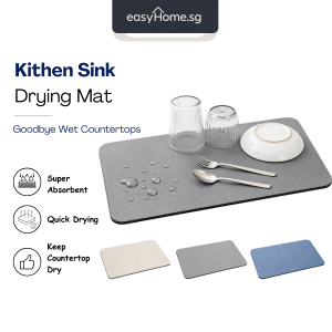Easyhome.sg Quick Drying Kitchen Sink Absorbent Mat / Dish Draining Anti-Mould Diatomite Mat