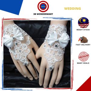 Women Ladies Bridal Bridesmaid Wedding Party Finger less Lace Gloves