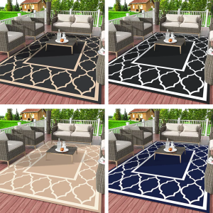 Outdoor Area Rug Weatherproof Carpet Sun Resistant Backyard Blanket for Camping Deck Backyard Garden Balconys Pool