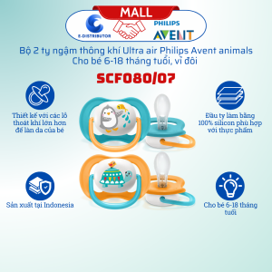 Bộ 2 ty ngậm thông khí Ultra air Philips Avent Animals SCF080 Vỉ đôi - Hàng chính hãng