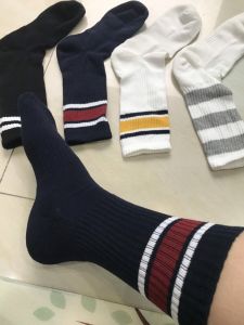 (Hàng xuất) Tất nữ Uniql0 cổ cao chất cotton có đệm xù bàn êm chân thấm hút mồ hôi thời trang phong cách sport socks
