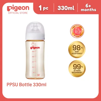 Pigeon Official - New and Improved Wide Neck PPSU Feeding Bottle 330ml 1pc Size L Y-Cut Nipple for 6+ Months Babies Anti Colic No Nipple Confusion AVS System Latch On Line BPA Free Ultra Soft Flexible Nipples Japan No. 1 Brand