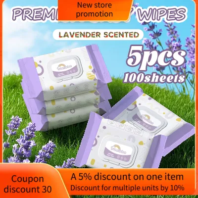 Sumikko 5 Packs x 100 Sheet No-Alcohol Gentle Baby Wet Wipes Disposable Cotton Odorless
