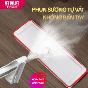 Cây Lau Nhà Phun Sương OKwife HD-7530 Chổi Lau Nhà Tự Vắt Thông Minh Xoay 360 Độ 2 Bông Lau