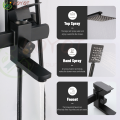 KOYOT 304 Stainless Steel Matte Black Bathroom Hot and Cold Square Shower Set with Rainfall Shower Head High Pressure Toilet Bidet Sprayer Storage Shelf Telephone Shower Head Four Way Wall Mounted Height adjustable 360 ° rotation Cold and Hot Water. 
