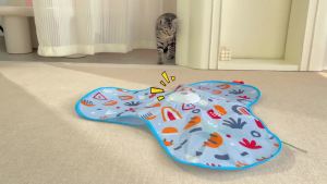 Potaroma Hide and Seek Interactive Cat Toys Moving Concealed Wand Feather Automatic Chargeable Indoor Kitten Exercise Kicker Mouse Squeaky Floral Cover