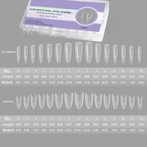 240 Pcs/Box Sandwich Nail Dual Extension Form with 15 Sizes Coffin&Round For DIY Nail Extension