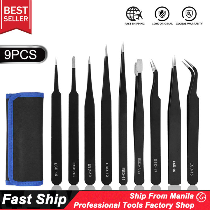 Precision Straight Pointed Tip Tweezers - Anti-Static Steel For Electronics Repair