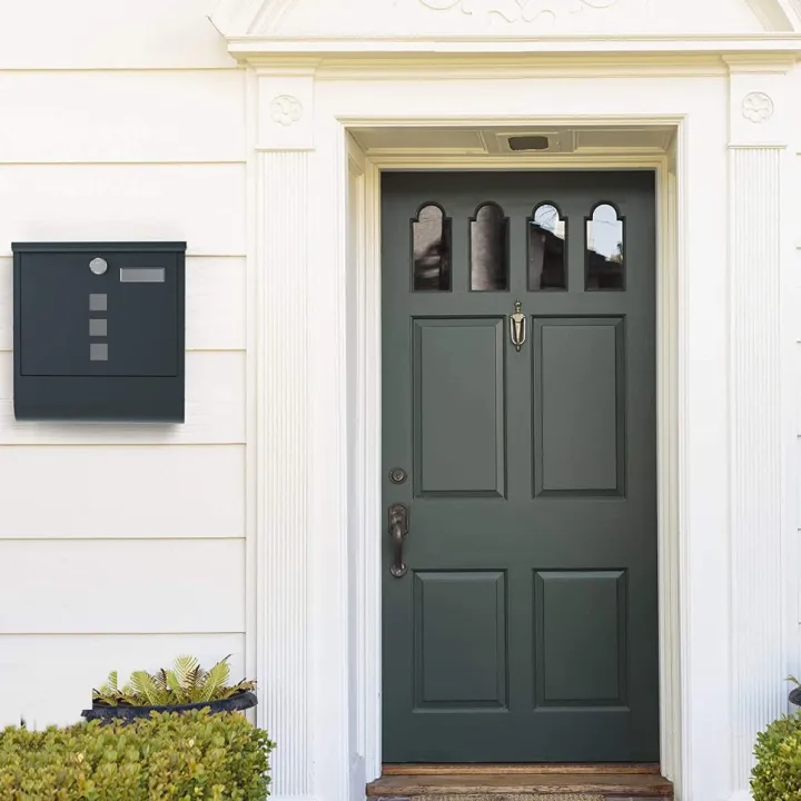 ตู้จดหมายติดผนัง สไตล์โมเดิร์น สีดำ เรียบหรู