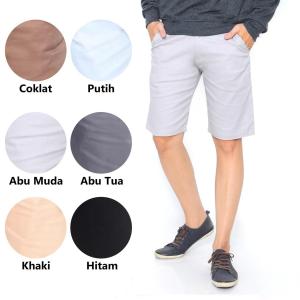TopOne88 Celana Pendek Chino Twill Stretch Pria Dewasa Hitam Putih
